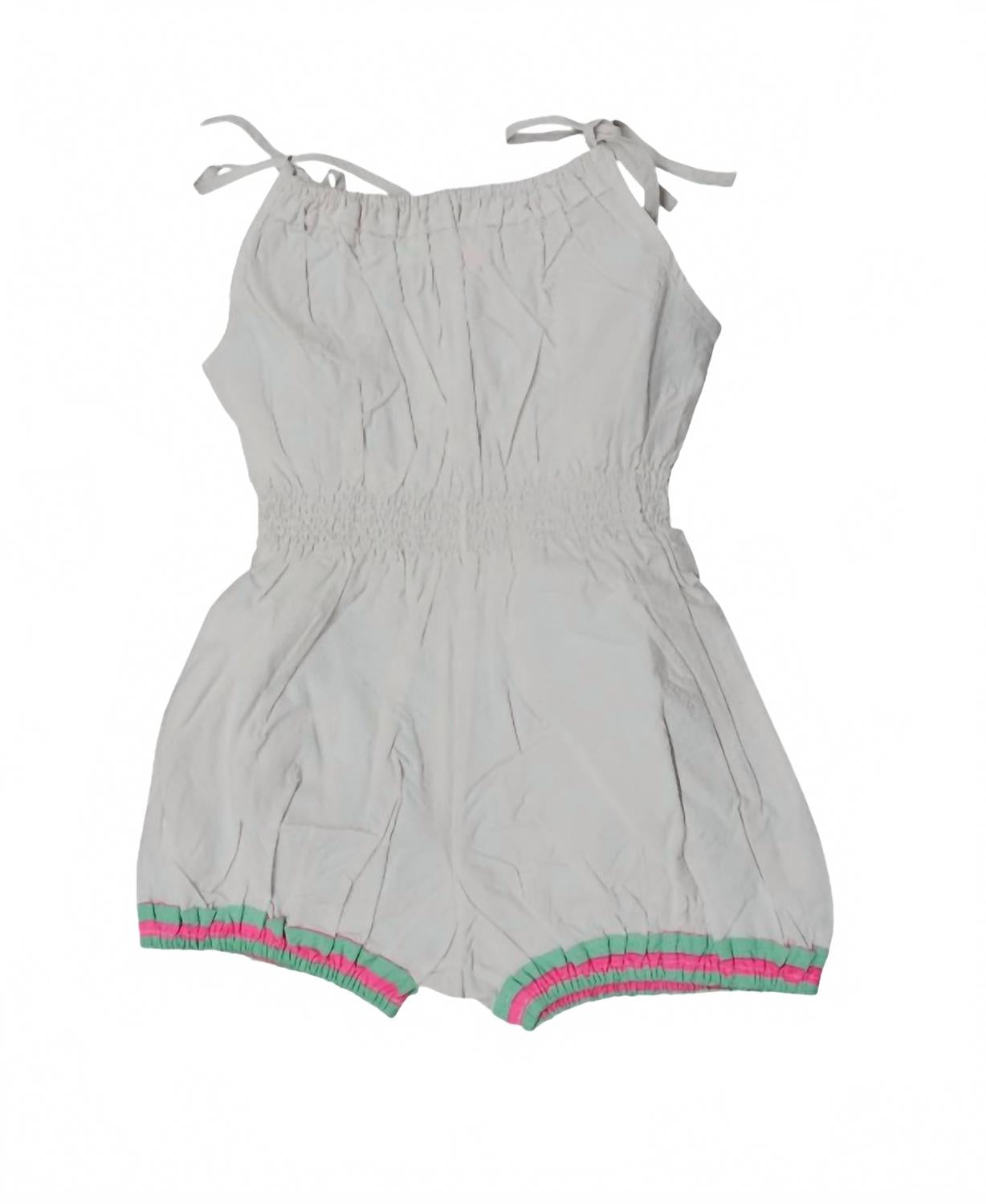 WOVENPLAY Детский комбинезон с эластичным воротником и талией, белый, с отделкой цвета шалфея и розового вокруг штанин
WOVENPLAY Детский комбинезон с эластичным воротником и талией, белый, с отделкой цвета шалфея и розового вокруг штанин