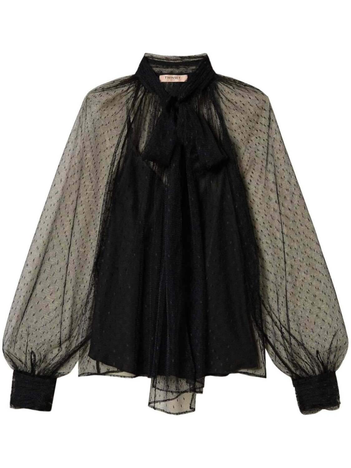 Блузка из тюля TWINSET с воротником-кушаком, черный
Блузка из тюля TWINSET с воротником-кушаком, черный