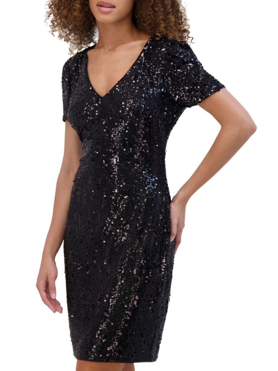 Мини-платье-футляр с пайетками Kensie, черный
Мини-платье-футляр с пайетками Kensie, черный