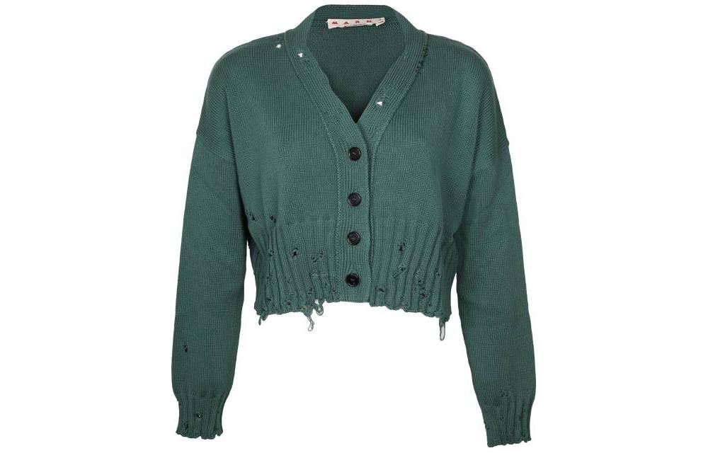 Потёртый укороченный кардиган MARNI, зеленый
Потёртый укороченный кардиган MARNI, зеленый