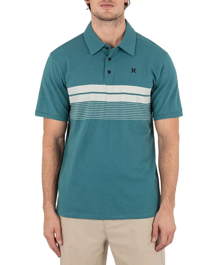 Мужская поло с коротким рукавом из слаб-джерси с принтом в полоску Hurley, синий 
Мужская поло с коротким рукавом из слаб-джерси с принтом в полоску Hurley, синий