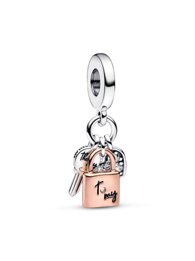 Шарм Pandora Two-tone Key, Padlock & Heart Triple Dangle Charm, стерлинговое серебро/розовое золото
Шарм Pandora Two-tone Key, Padlock & Heart Triple Dangle Charm, стерлинговое серебро/розовое золото