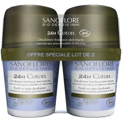 24h Cotton Freshness Органический роликовый очиститель против следов 50 мл - Упаковка из 2 шт Sanoflore
24h Cotton Freshness Органический роликовый очиститель против следов 50 мл - Упаковка из 2 шт Sanoflore