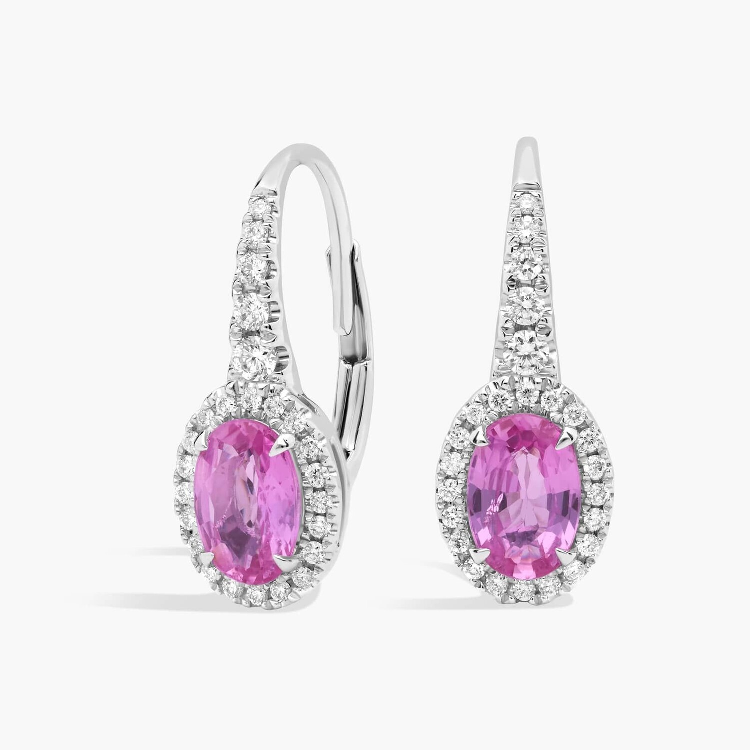 Серьги-подвески с овальными розовыми сапфирами и бриллиантами из 18-каратного белого золота Blue Nile
Серьги-подвески с овальными розовыми сапфирами и бриллиантами из 18-каратного белого золота Blue Nile