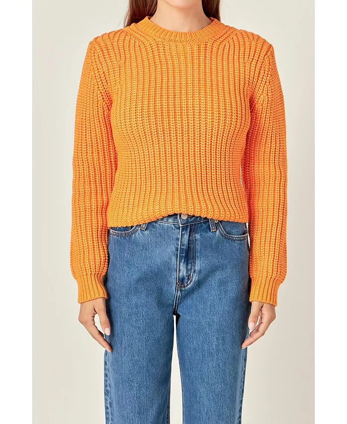 Женский вязаный свитер с круглым вырезом English Factory, оранжевый
Женский вязаный свитер с круглым вырезом English Factory, оранжевый