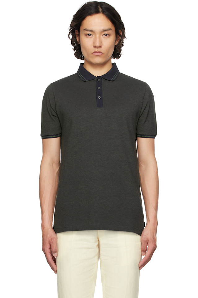 Микро жаккардовая поло из органического хлопка Ps By Paul Smith, синий 
Микро жаккардовая поло из органического хлопка Ps By Paul Smith, синий