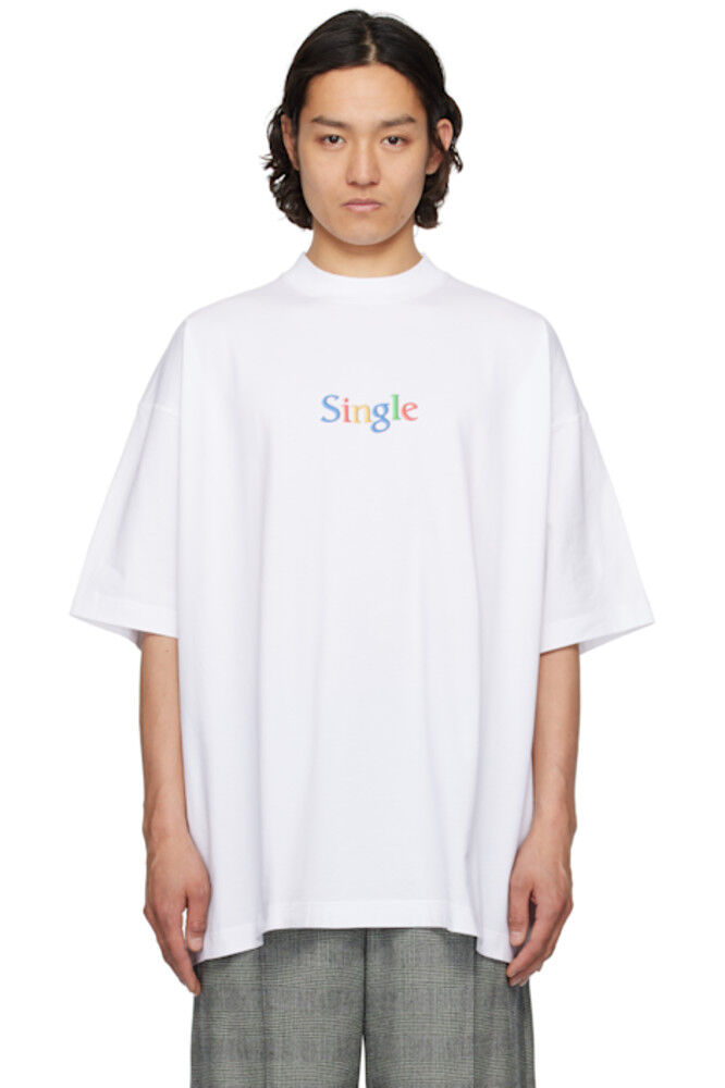 Белая футболка размера «Single» большого размера VETEMENTS 
Белая футболка размера «Single» большого размера VETEMENTS
