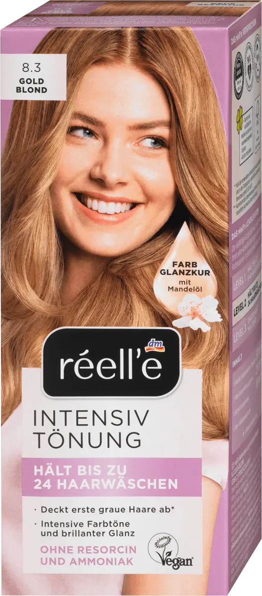 Интенсивный оттенок 8.3 золотистый блондин 85 мл réell‘e
Интенсивный оттенок 8.3 золотистый блондин 85 мл réell‘e