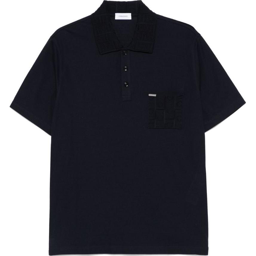 Джаккардовая поло с V-образным вырезом и карманом Ferragamo, синий
Джаккардовая поло с V-образным вырезом и карманом Ferragamo, синий