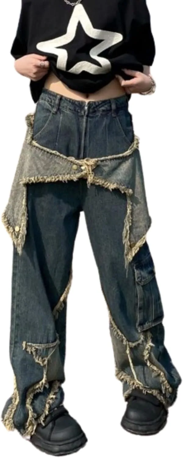 Джинсы Y2K с высокой талией для женщин — грундж-карго с принтом Hesaco
Джинсы Y2K с высокой талией для женщин — грундж-карго с принтом Hesaco