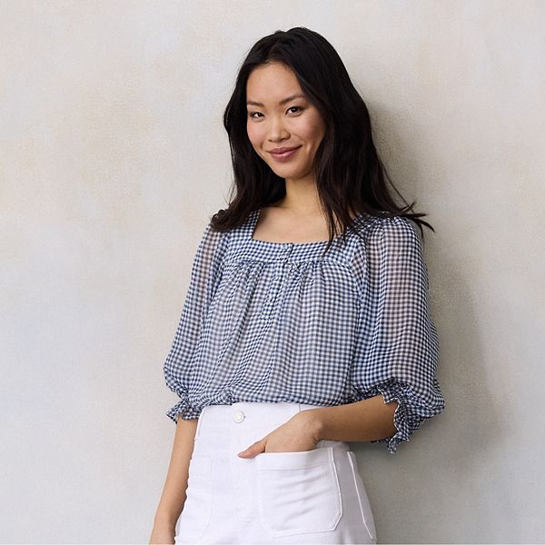 Женская блузка-хенли с рукавом 3/4 Lc Lauren Conrad, Navy Lively Gingham
Женская блузка-хенли с рукавом 3/4 Lc Lauren Conrad, Navy Lively Gingham