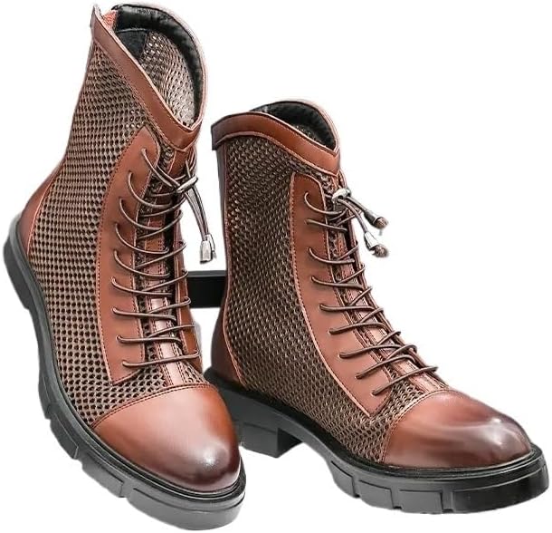 Мужские высокие кожаные ботинки с дышащими сетчатыми вставками, легкая амортизированная подошва, походные ботинки для активного отдыха и повседневной носки Zestrelax, коричневый
Мужские высокие кожаные ботинки с дышащими сетчатыми вставками, легкая амортизированная подошва, походные ботинки для активного отдыха и повседневной носки Zestrelax, коричневый