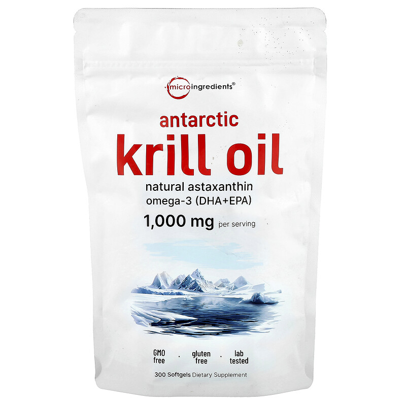 Micro Ingredients, Масло антарктического криля, 1000 мг, 300 капсул (500 мг в каждой капсуле)
Micro Ingredients, Масло антарктического криля, 1000 мг, 300 капсул (500 мг в каждой капсуле)