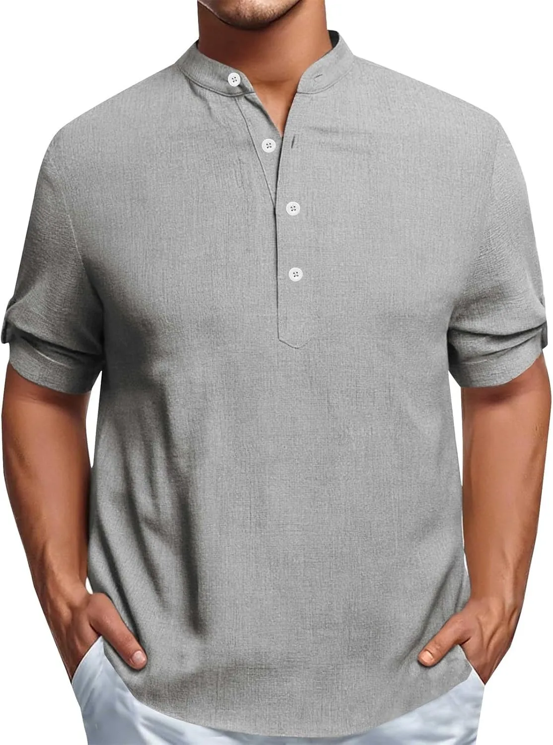 Стильная хлопковая льняная рубашка-поло для мужчин с коротким рукавом
Стильная хлопковая льняная рубашка-поло для мужчин с коротким рукавом