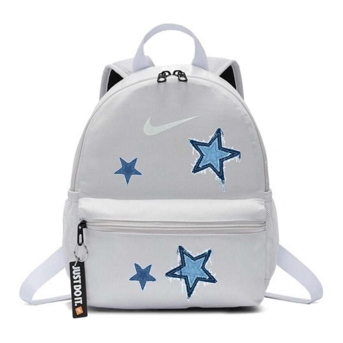 Nike Тканевый рюкзак женский серо-белый, Stars 
Nike Тканевый рюкзак женский серо-белый, Stars