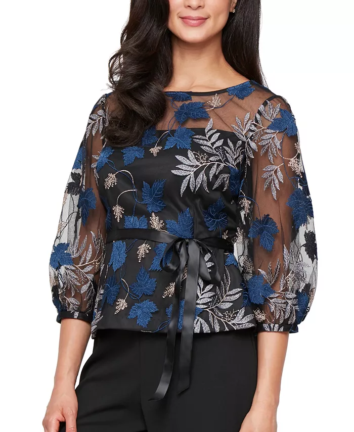 Миниатюрная вышитая блузка Alex Evenings, черный
Миниатюрная вышитая блузка Alex Evenings, черный