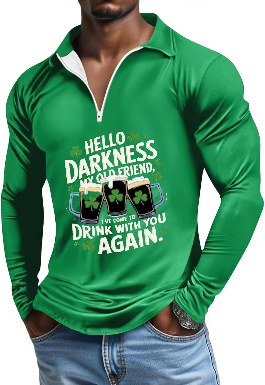 Футболка St Patricks Day мужская с длинным рукавом и принтом, зеленая
Футболка St Patricks Day мужская с длинным рукавом и принтом, зеленая