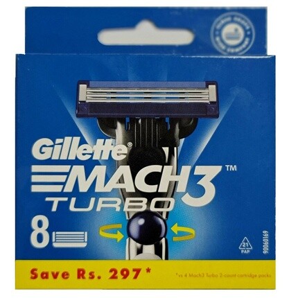 Мужские картриджи для бритья Mach3 Turbo 8, Gillette 
Мужские картриджи для бритья Mach3 Turbo 8, Gillette