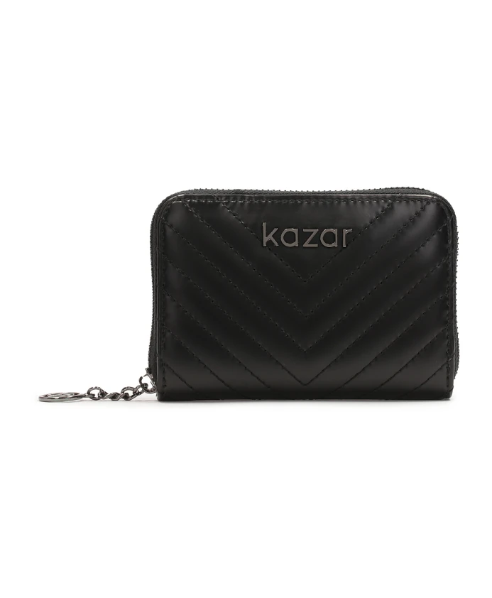 Маленький кожаный кошелек со стеганым узором Kazar, черный
Маленький кожаный кошелек со стеганым узором Kazar, черный