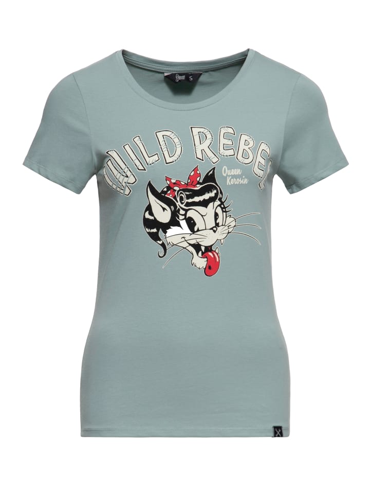 Футболка с принтом Керосиновая королева Wild Rebel зеленого цвета Queen Kerosin
Футболка с принтом Керосиновая королева Wild Rebel зеленого цвета Queen Kerosin