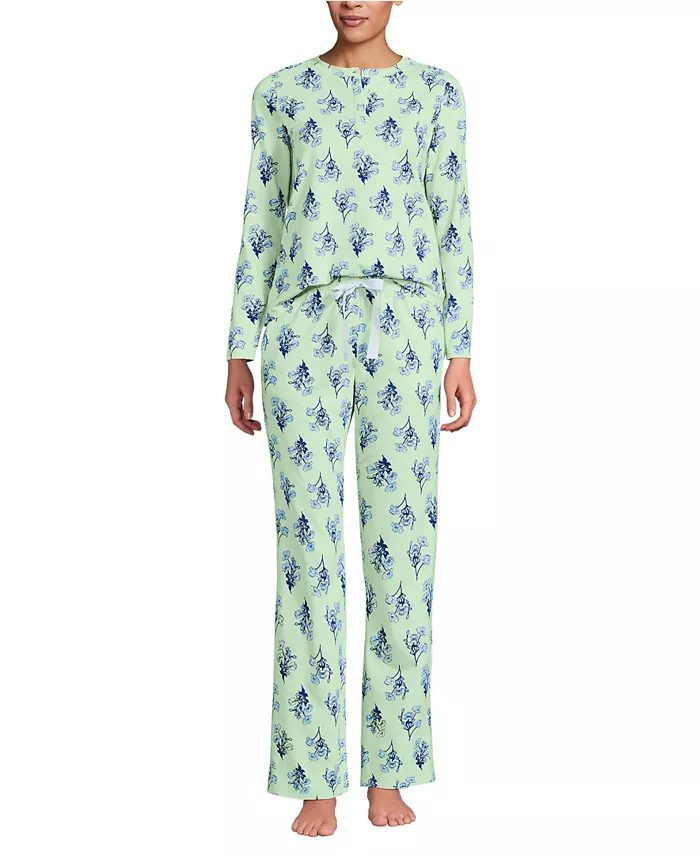 Женский трикотажный пижамный комплект из двух предметов: топ с длинным рукавом и брюки Lands' End, зеленый
Женский трикотажный пижамный комплект из двух предметов: топ с длинным рукавом и брюки Lands' End, зеленый