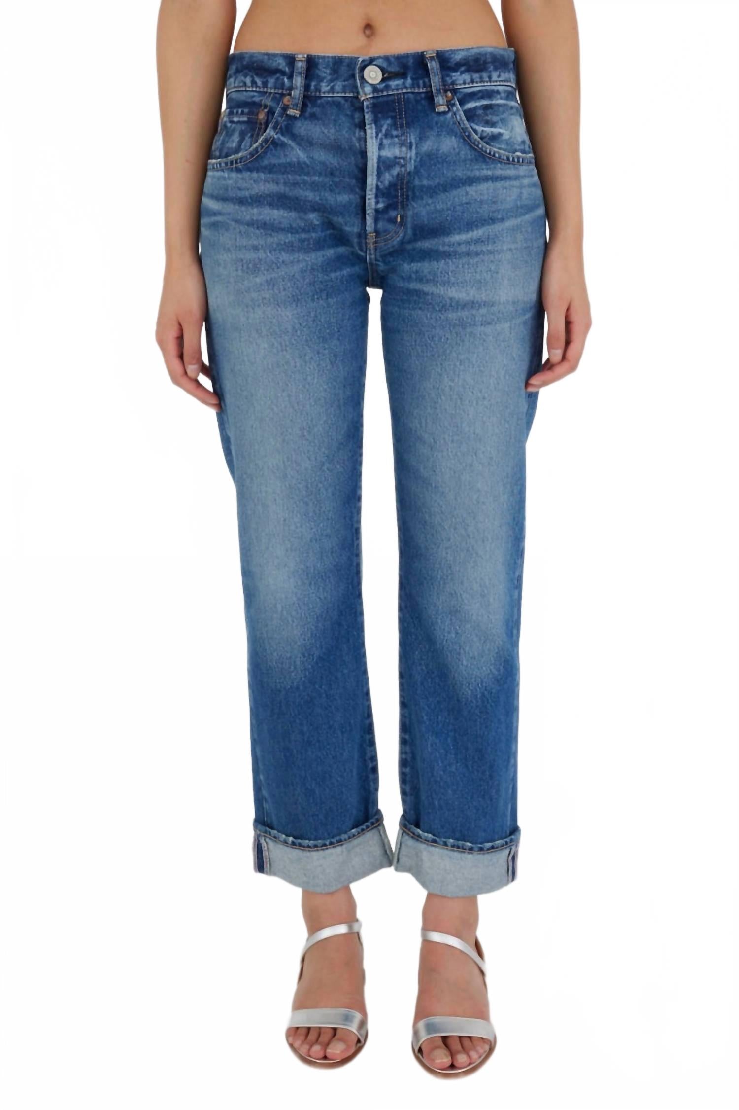 Фоксвуд Прямые джинсы в синем Moussy
Фоксвуд Прямые джинсы в синем Moussy