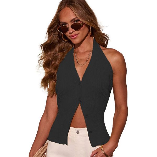 Женский безрукавный свитер-жилет с v-образным вырезом и застежкой на пуговицах Yesfashion, Black
Женский безрукавный свитер-жилет с v-образным вырезом и застежкой на пуговицах Yesfashion, Black