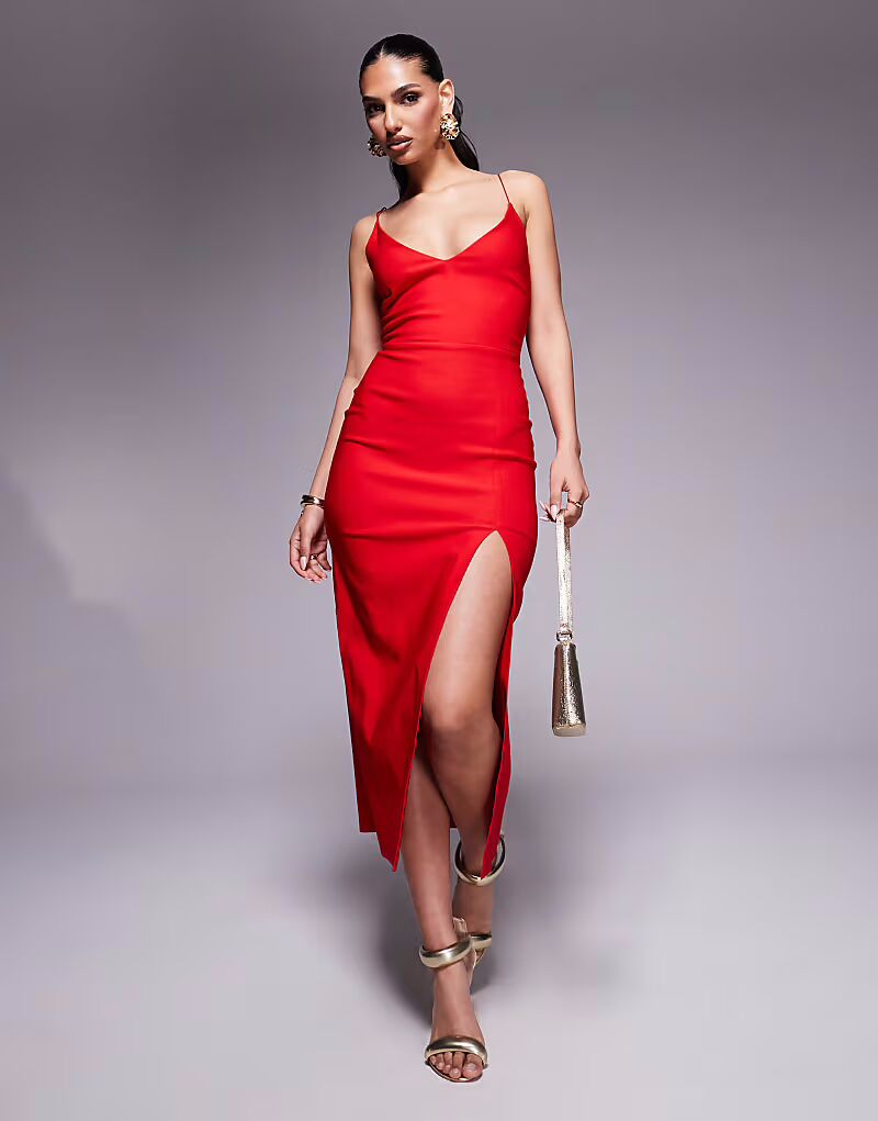 Платье Vesper Cami на бретелях мидакси с разрезом на бедрах красного цвета
Платье Vesper Cami на бретелях мидакси с разрезом на бедрах красного цвета