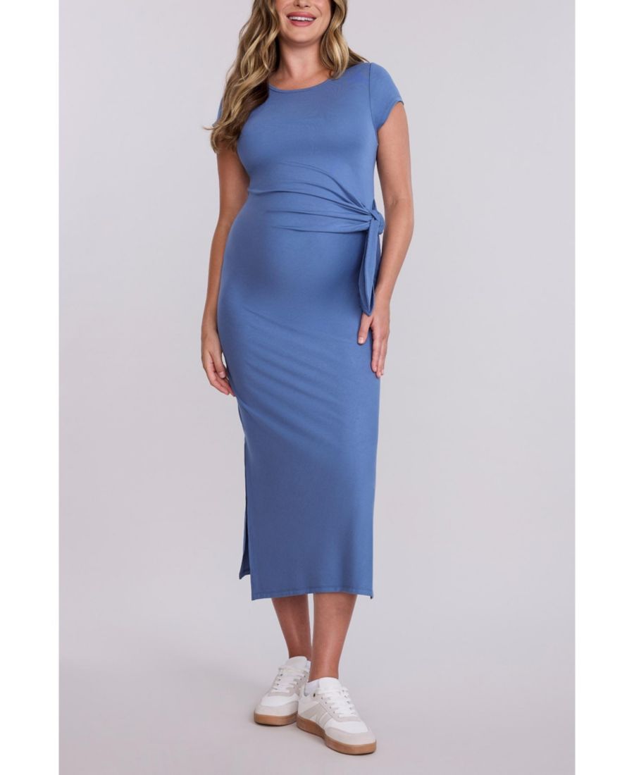 Платье-миди для беременных с круглым вырезом, короткими рукавами и завязками по бокам - Материнство Motherhood Maternity, Moonlight blue
Платье-миди для беременных с круглым вырезом, короткими рукавами и завязками по бокам - Материнство Motherhood Maternity, Moonlight blue