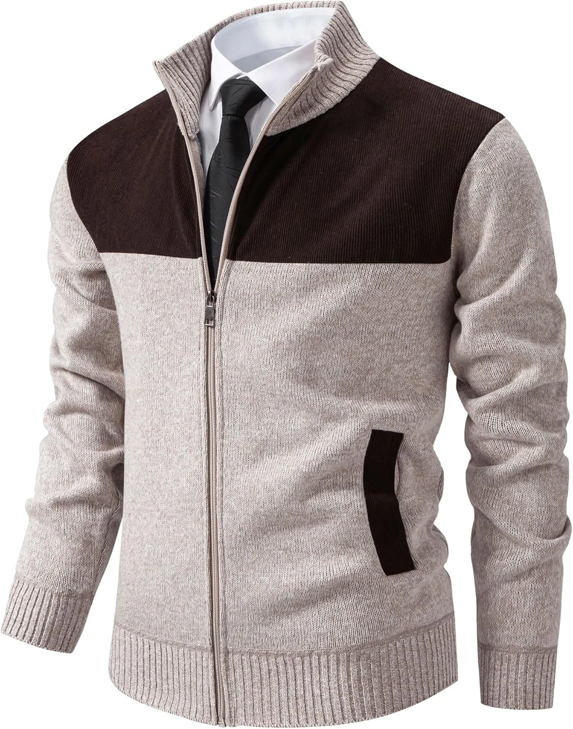 Мужской кардиган на молнии Slim Fit с воротником стойкой и карманами TebYIA
Мужской кардиган на молнии Slim Fit с воротником стойкой и карманами TebYIA