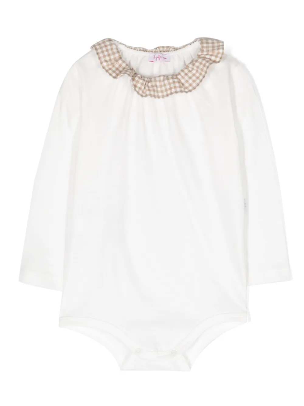 Боди в клетку гингем с оборками Il Gufo, белый
Боди в клетку гингем с оборками Il Gufo, белый