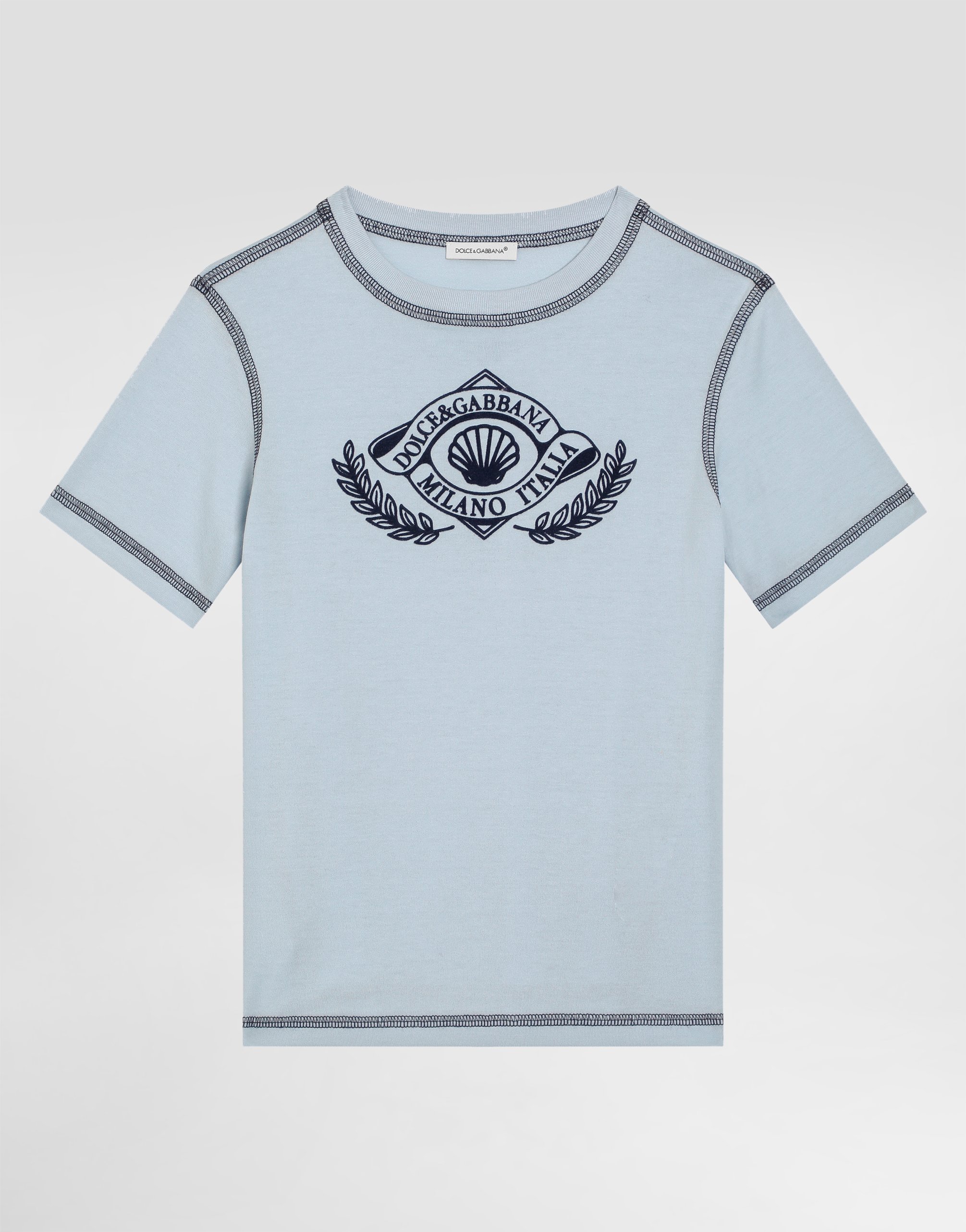 Футболка из трикотажа с короткими рукавами и логотипом DG Dolce&Gabbana, голубой
Футболка из трикотажа с короткими рукавами и логотипом DG Dolce&Gabbana, голубой