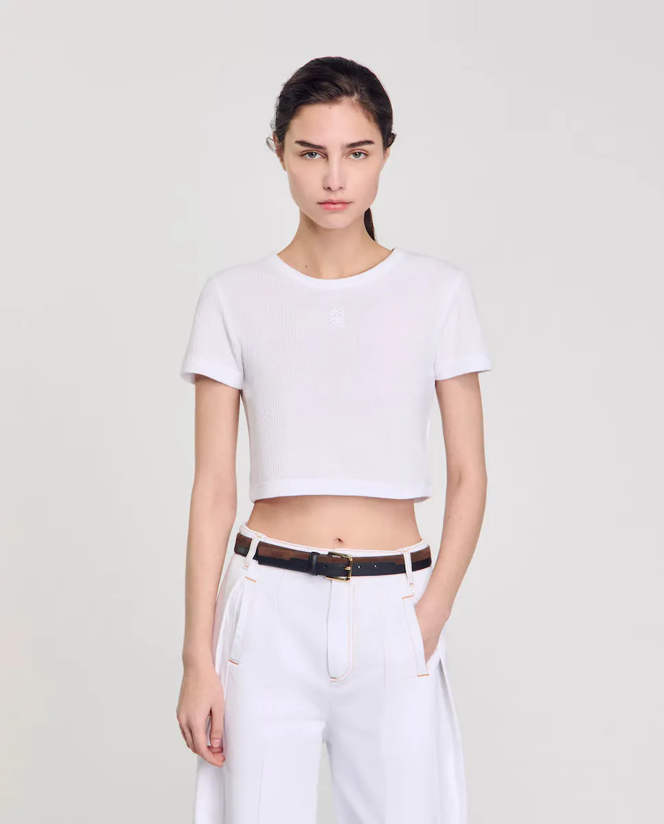 Футболка женская короткая из хлопка Sandro, белый
Футболка женская короткая из хлопка Sandro, белый
