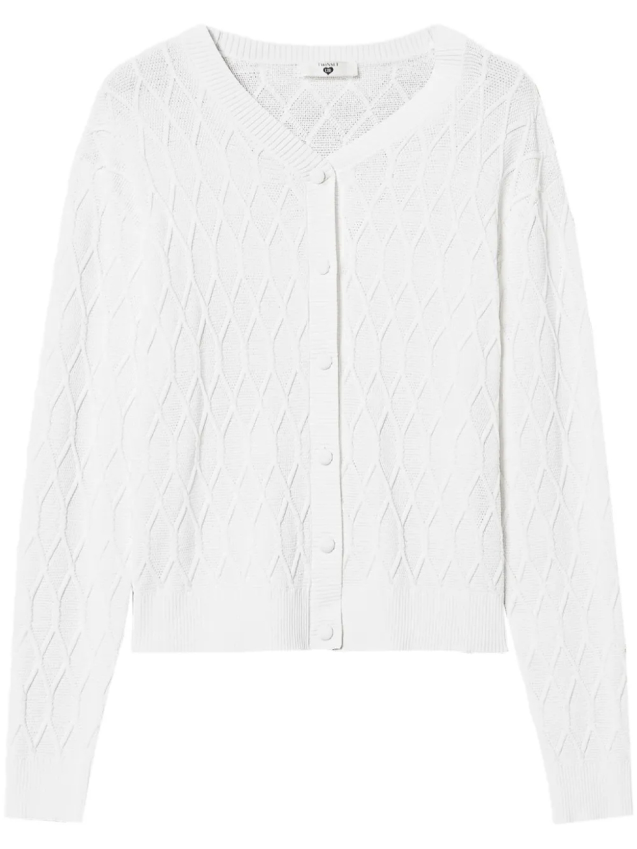 TWINSET Кардиган с ромбовидным узором, белый 
TWINSET Кардиган с ромбовидным узором, белый