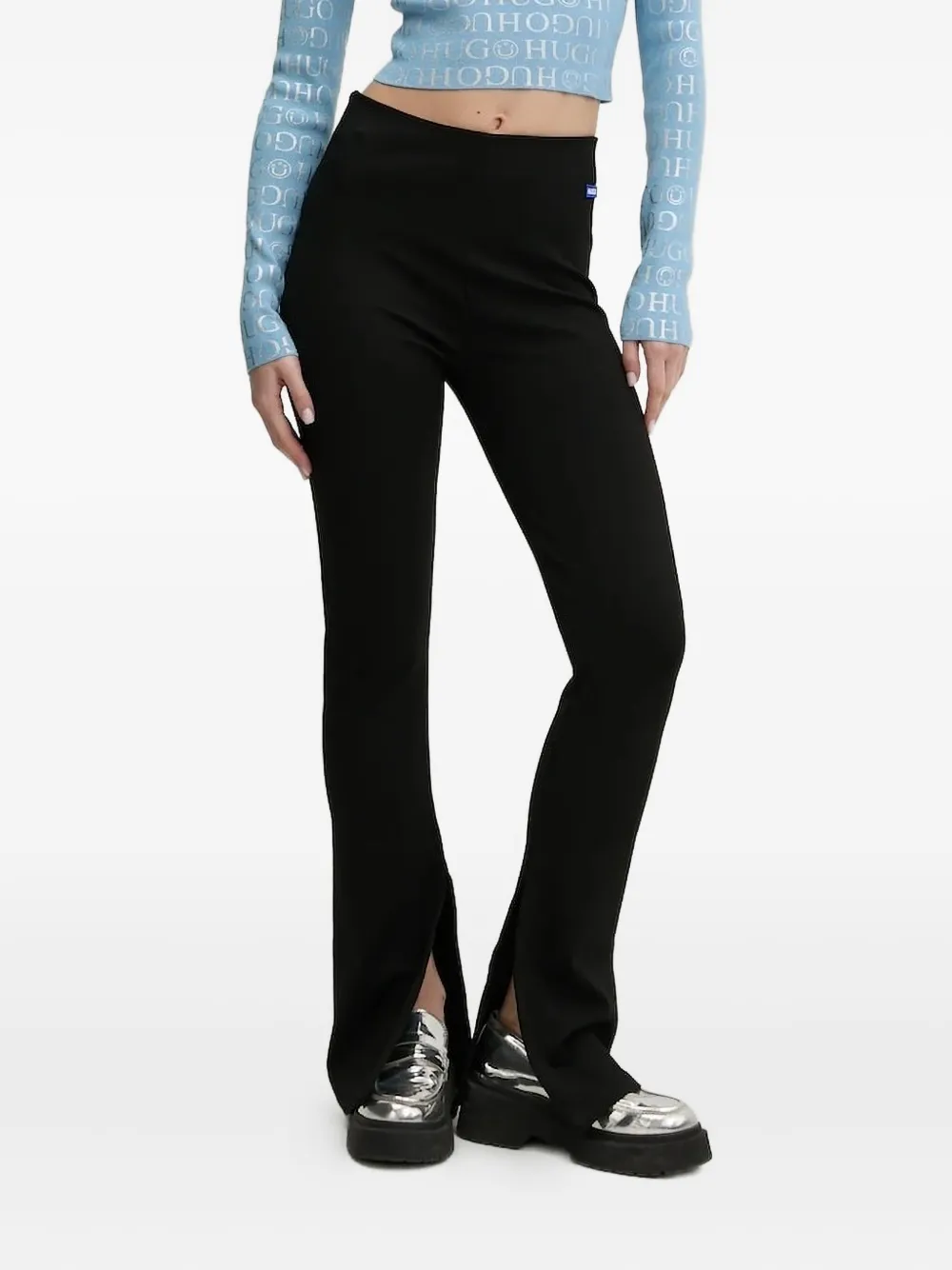 Расклешенные брюки с разрезами по низу HUGO, черный
Расклешенные брюки с разрезами по низу HUGO, черный