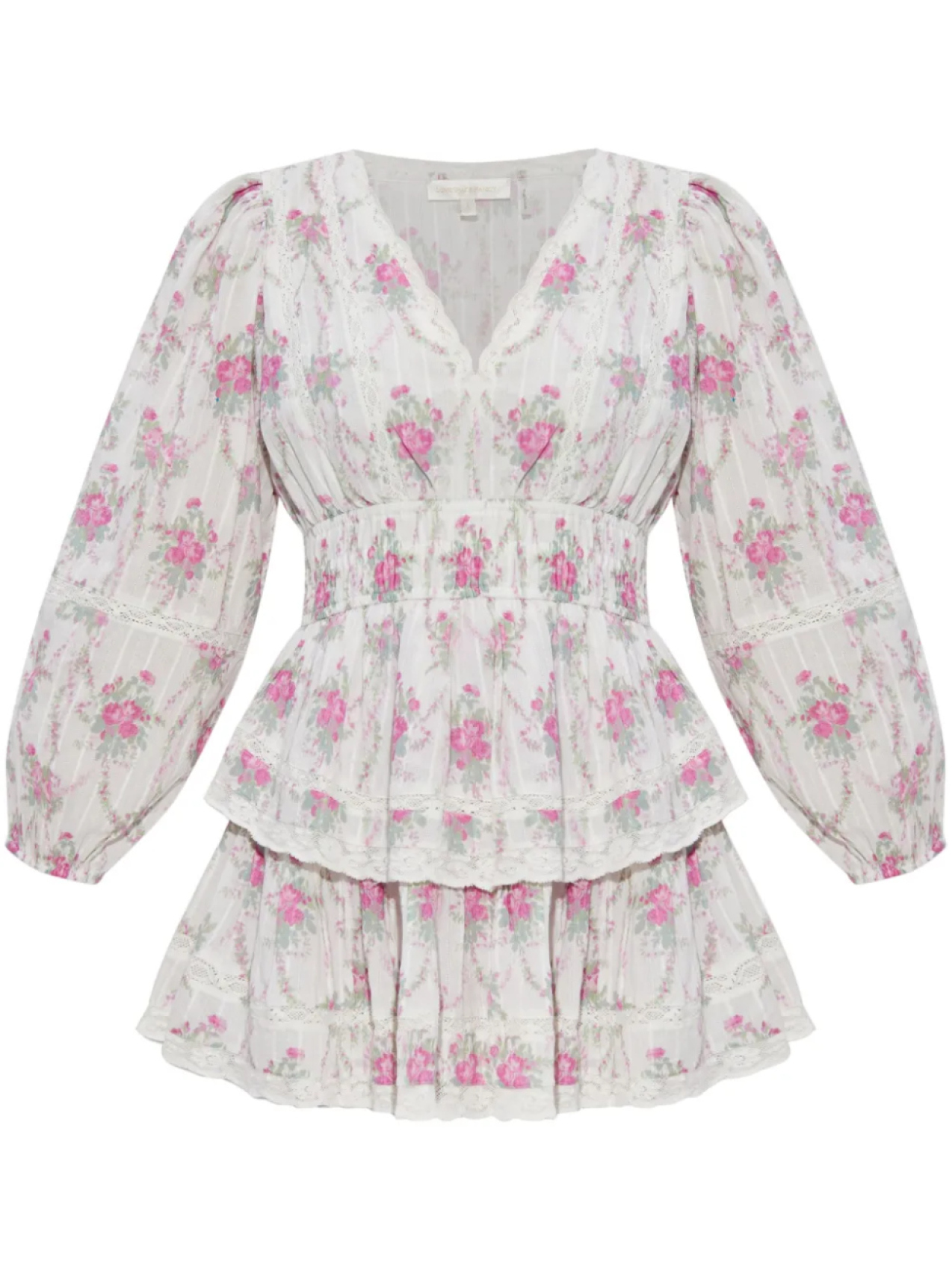 Платье LoveShackFancy Mellini, белый 
Платье LoveShackFancy Mellini, белый