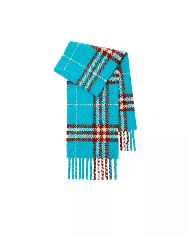 Шарф из букле с клетчатым узором из шерсти альпаки Burberry, синий
Шарф из букле с клетчатым узором из шерсти альпаки Burberry, синий