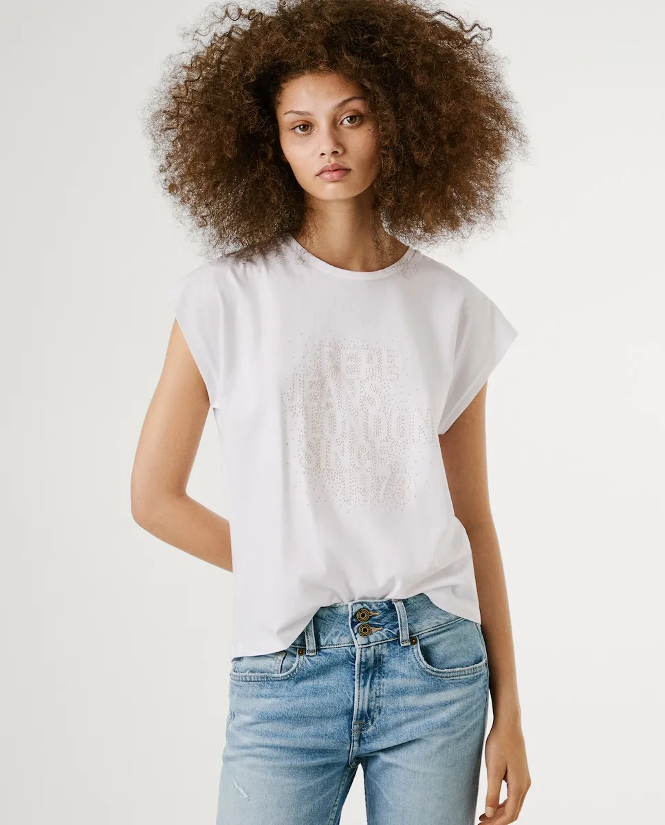 Женская футболка со стразовым логотипом Pepe Jeans, белый
Женская футболка со стразовым логотипом Pepe Jeans, белый