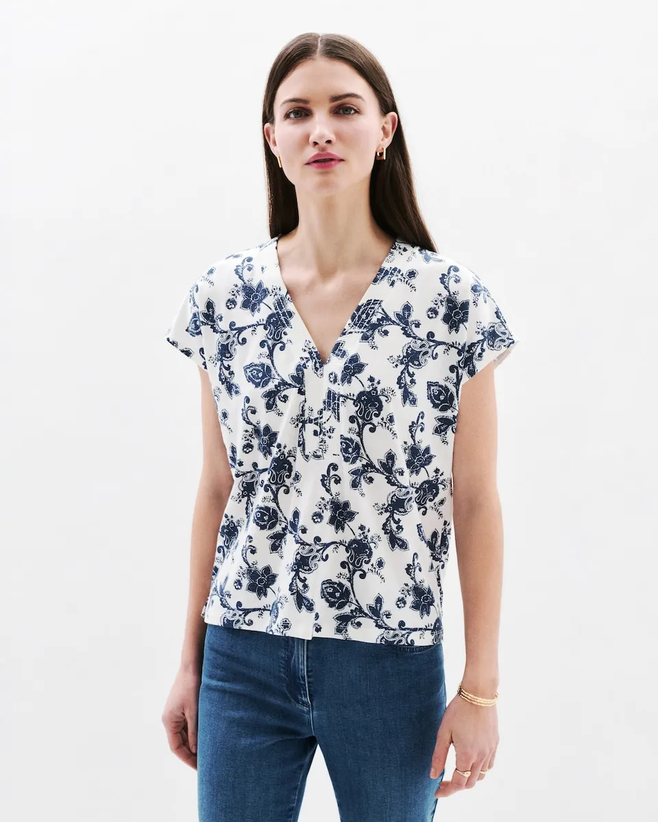Женская футболка с цветочным принтом и V-образным вырезом Caroll, белый
Женская футболка с цветочным принтом и V-образным вырезом Caroll, белый