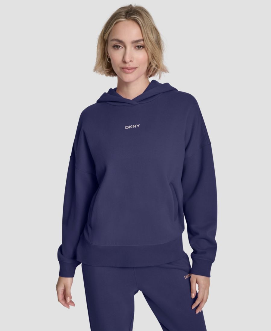 Женская толстовка с капюшоном и металлическим логотипом в виде пузырьков, со спущенными плечами DKNY, Peacoat
Женская толстовка с капюшоном и металлическим логотипом в виде пузырьков, со спущенными плечами DKNY, Peacoat
