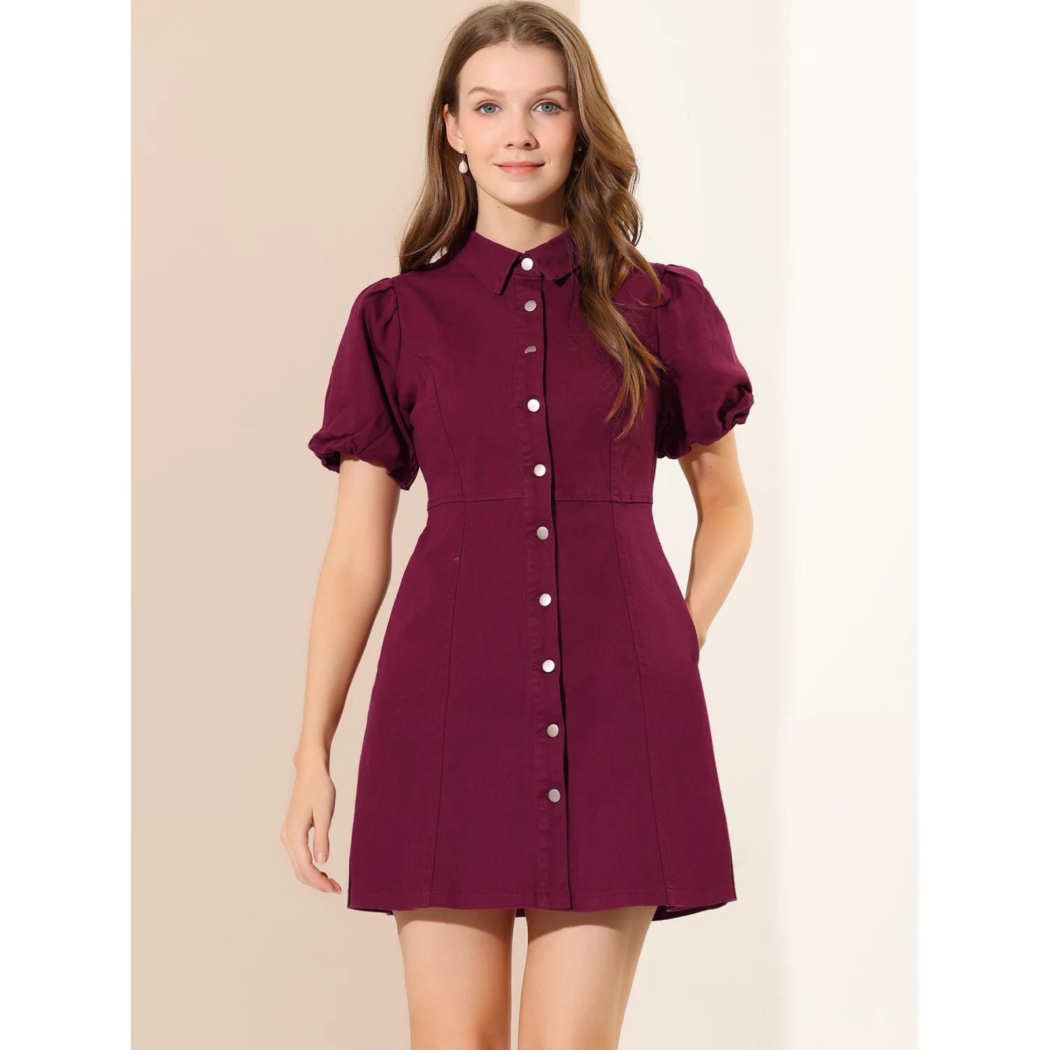 Женское джинсовое платье, пышное платье-рубашка на пуговицах с коротким рукавом, платья ALLEGRA K, черный
Женское джинсовое платье, пышное платье-рубашка на пуговицах с коротким рукавом, платья ALLEGRA K, черный