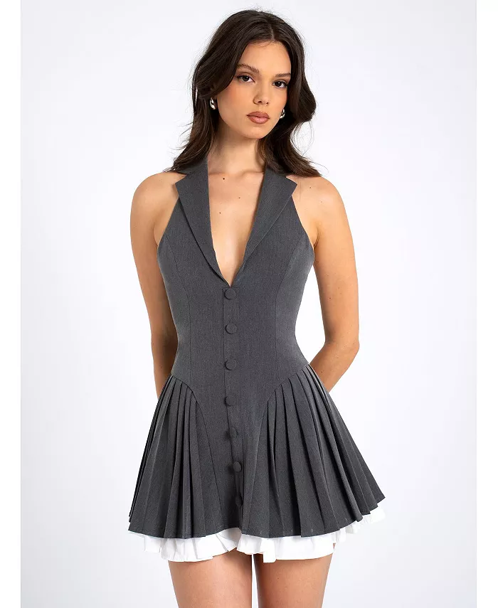Женское мини-платье в стиле преппи с лифом-халтер и плиссировкой цвета серого ореха Miss Circle, серый
Женское мини-платье в стиле преппи с лифом-халтер и плиссировкой цвета серого ореха Miss Circle, серый