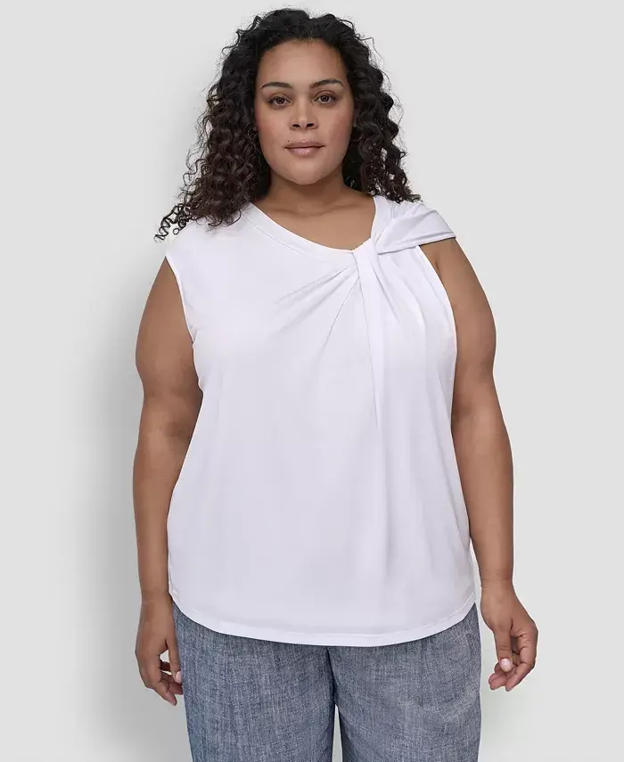 Блузка без рукавов с перекрученным вырезом больших размеров DKNY, белый
Блузка без рукавов с перекрученным вырезом больших размеров DKNY, белый