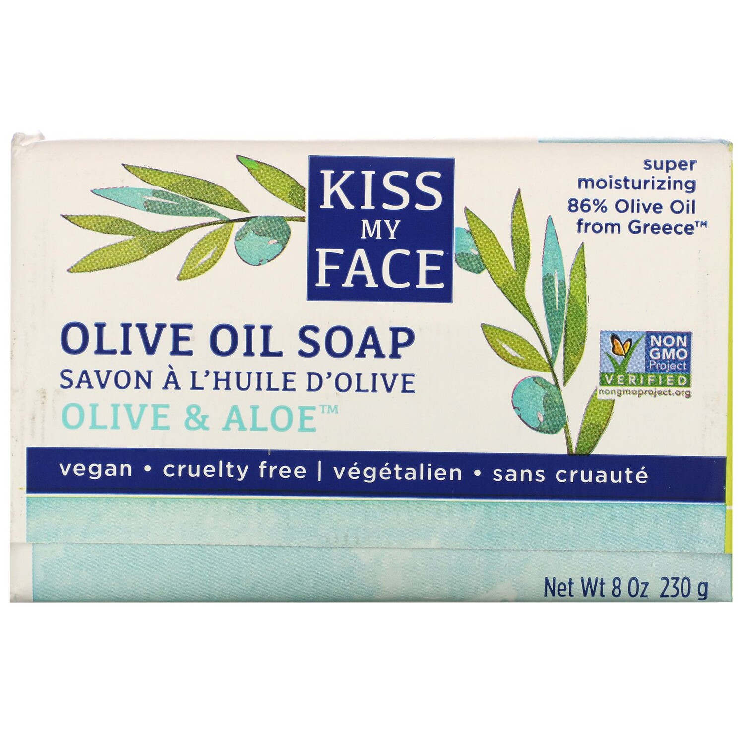 Kiss My Face Olive Oil Soap Olive & Aloe 8 oz (230 g)
Kiss My Face Olive Oil Soap Olive & Aloe 8 oz (230 g)