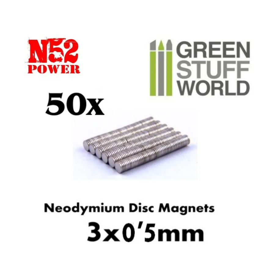 N52 Неодимовые магниты 3x0,5 мм - 50 карат, Accessories - Magnets (Green Stuff World)
N52 Неодимовые магниты 3x0,5 мм - 50 карат, Accessories - Magnets (Green Stuff World)