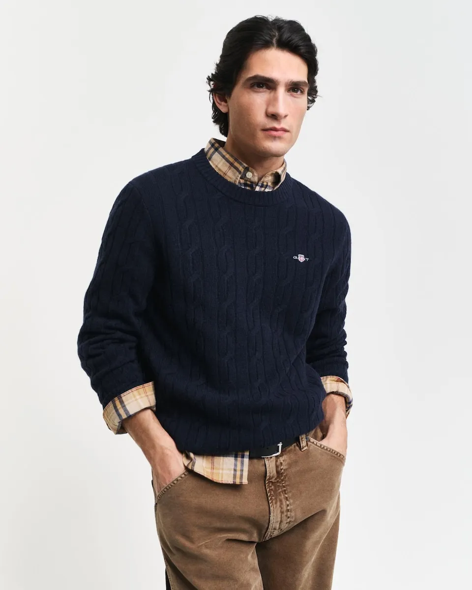 Мужской свитер с круглым вырезом из шерсти Gant, синий
Мужской свитер с круглым вырезом из шерсти Gant, синий