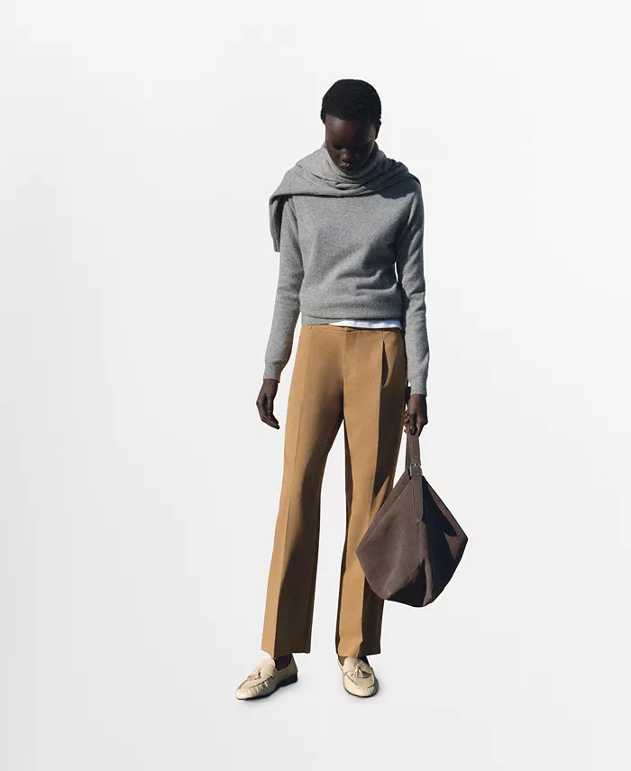 Женские брюки прямого кроя со складками MANGO, коричневый
Женские брюки прямого кроя со складками MANGO, коричневый