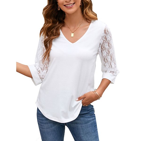 Женская блуза с v-образным вырезом и кружевом Xuba, White
Женская блуза с v-образным вырезом и кружевом Xuba, White