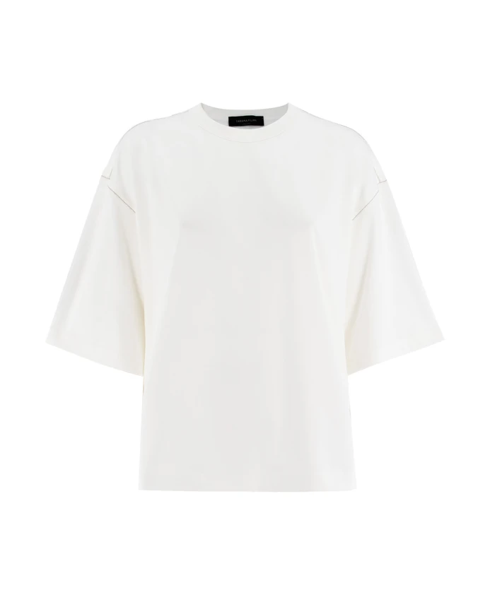 Элегантная футболка с алмазной вышивкой Fabiana Filippi, белый 
Элегантная футболка с алмазной вышивкой Fabiana Filippi, белый