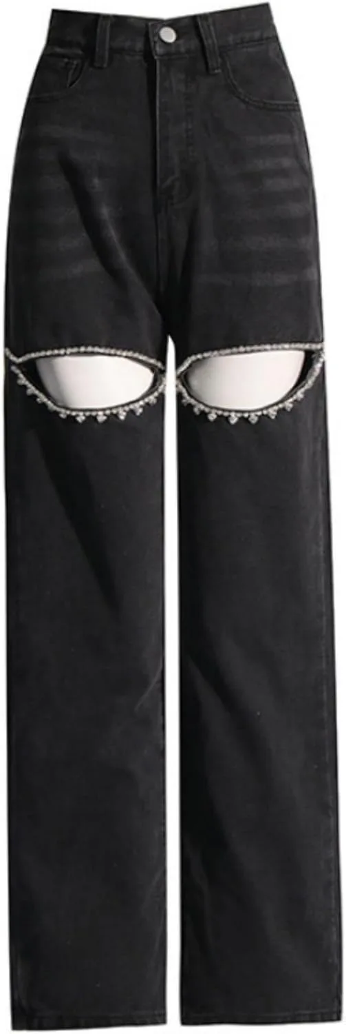 Женские джинсы cut out с прямыми штанинами, высокой посадкой, рваные, с отделкой стразами и жемчугом lovecarnation
Женские джинсы cut out с прямыми штанинами, высокой посадкой, рваные, с отделкой стразами и жемчугом lovecarnation